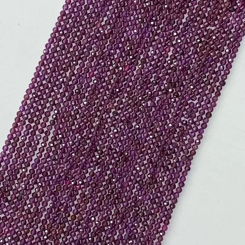 Natural Crystal Purple Garnet Gemstone Facted Loose Beads For Women DIY Jewelry Making Bracelet Necklace Fashion Trendy 38cm