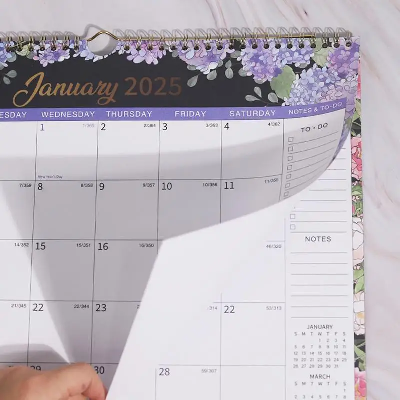 Wandkalender Dagelijkse kalender van januari 2025, tot december 2025, 365 dagen 2025, wandkalender, dagelijkse planner, punch-in-kalender voor