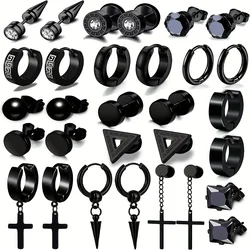 Men's Fashion Earring Set: Durable Stainless Steel Studs & Hoops, Versatile & Trendy Designs for Every Occasion