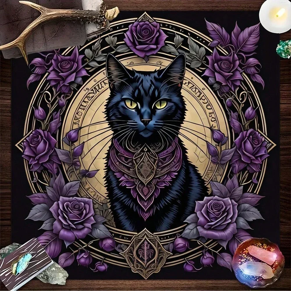 1PC Gothic Art Witchcraft Altar Cloth Wiccan Occult Tarot Tablecloth Mysterious Divination Mat For Tarot Reading Witchcraft
