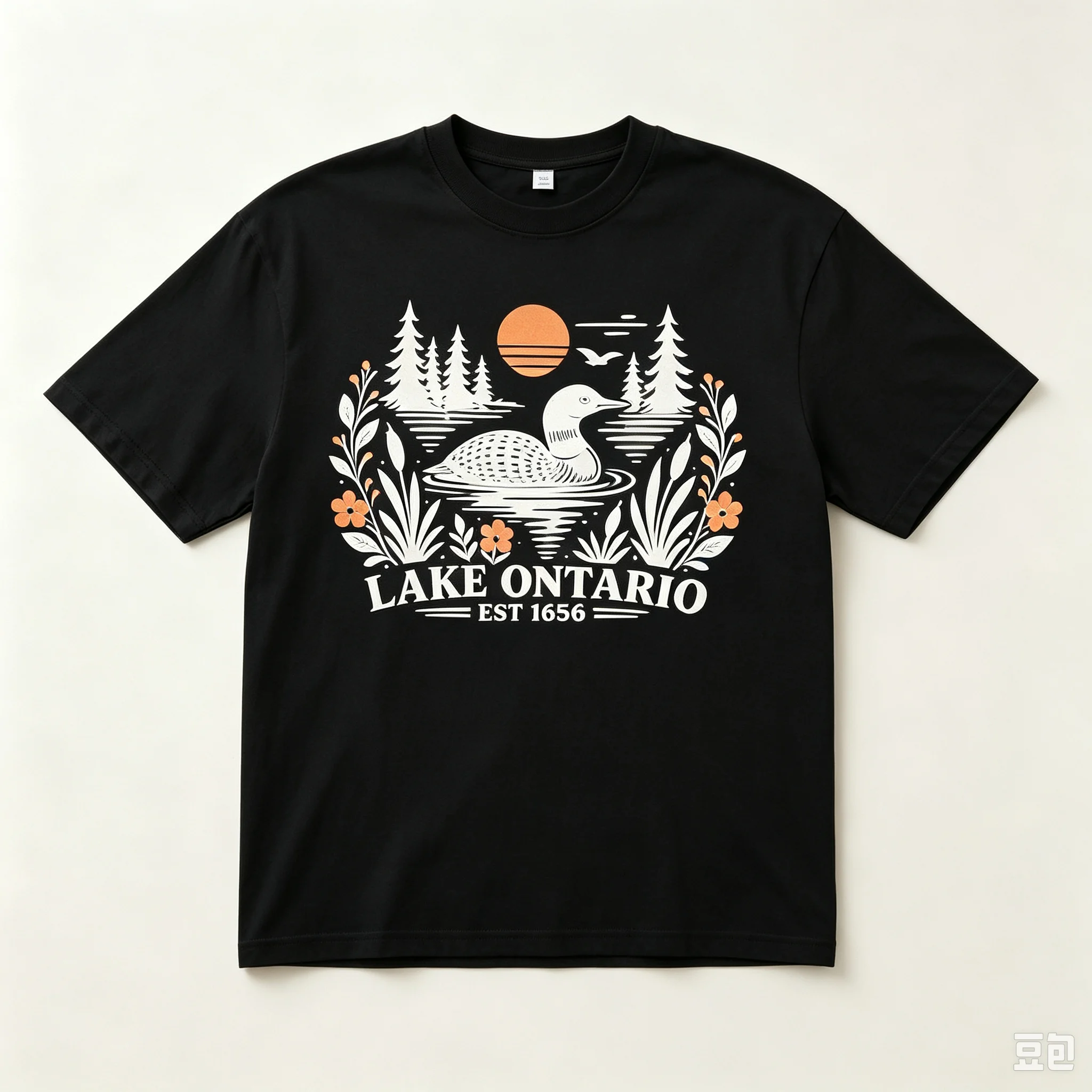 Vintage Lake Ontario EST 1656 Graphic T Shirt Nature Outdoor Print Unisex Oversized Casual Cotton Short Sleeve Daily Tee Tops