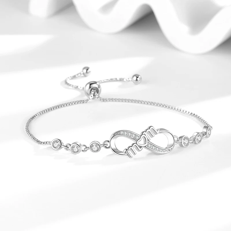 Dainty Adjustable Infinity CZ Bracelet Mother's Day Gift Jewelry For Mom Wife Daughter Sister Niece Women Girls
