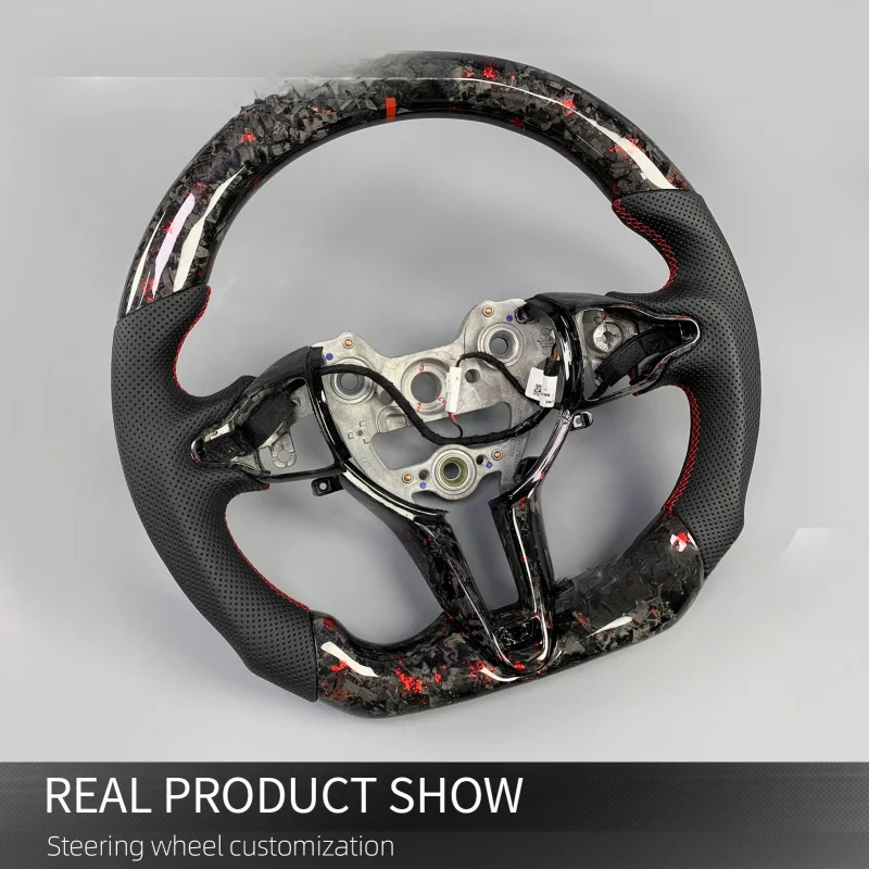 لشركة هيونداي N سلسلة إلنترا N GT I30N I20N N-Line الأحمر مزورة ألياف الكربون عجلة القيادة #3
