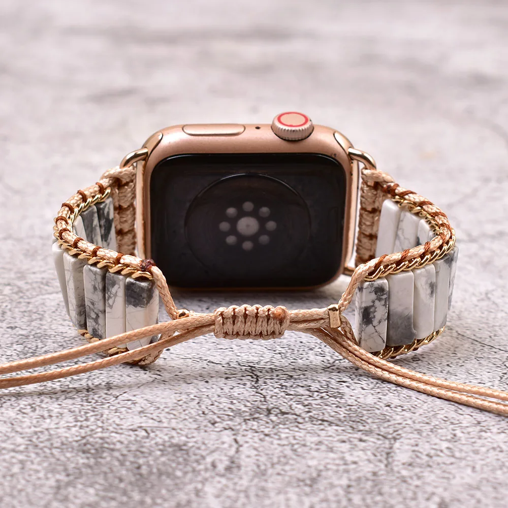 Natural Stone Apple Watch Band 38mm/44mm Vegan Rope Band Smartwatch Wrist Bracelet Strap for Iwatch Series 1-SE Accessories