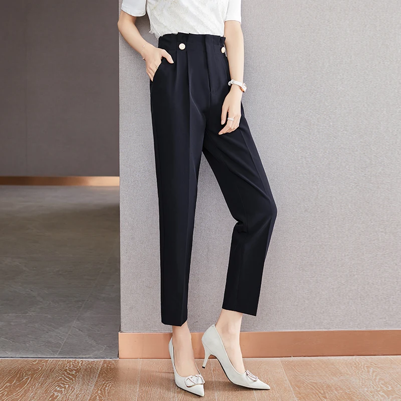 

Chic Korean Fashion Ladies Wear Fit Cropped Pants Women OL High Waist Zipper Fly Trousers Female Streetwear Clothes BPyB1786