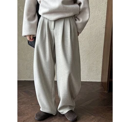 2025 Women Winter Autumn Thick Pants High Waist Wide Leg Warm Woolen Pants Fashion Clothes Vintage Pants Female Trousers