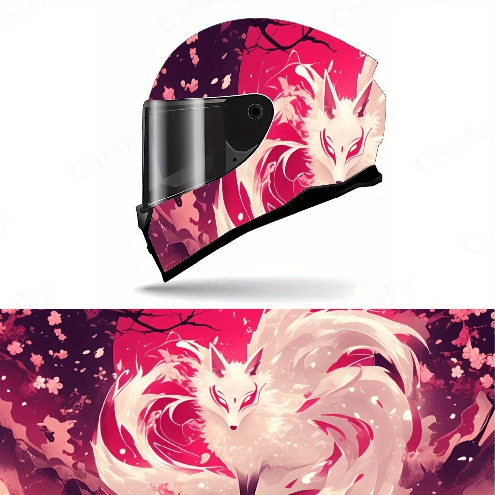 

Виниловые накидки на шлем Crimson Cherry Blossom Fox, водонепроницаемые устойчивые к царапинам наклейки на анфас, прочный художественный дизайн из ПВХ