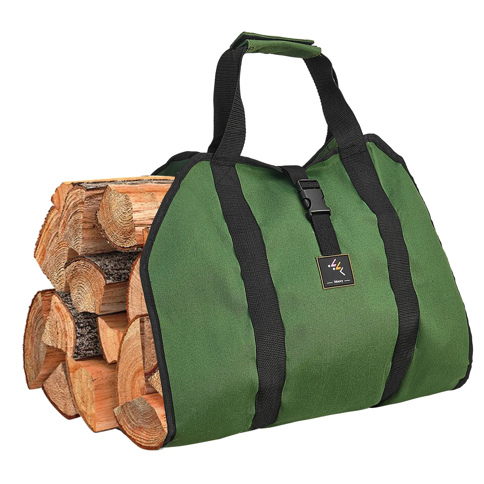 Canvas Firewood Bag Carrier Water Resistant Log Tote Wood Carrying Bag with Handles for Camping Trip