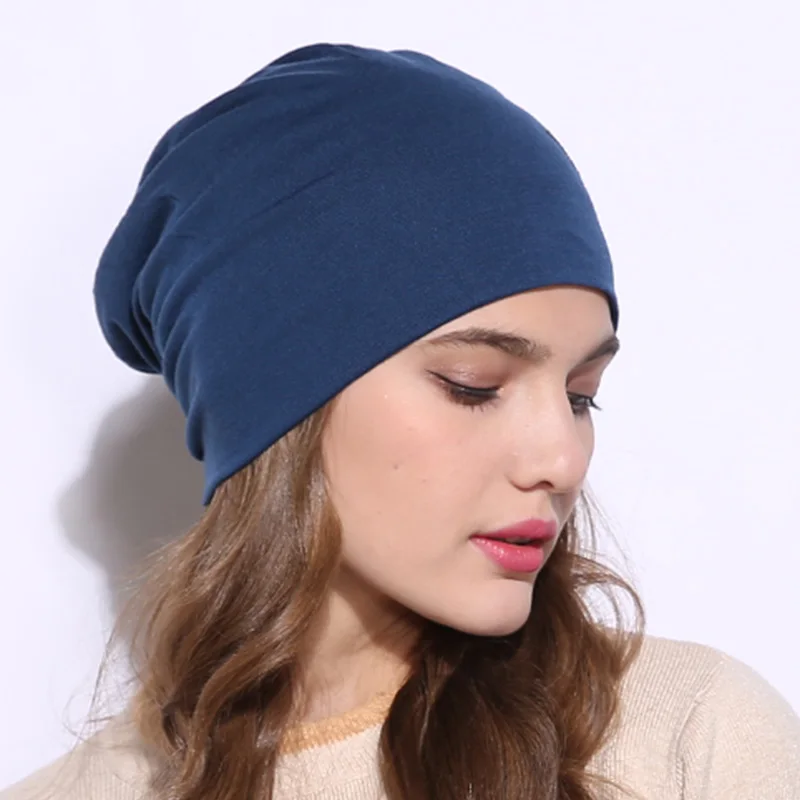 Casual Spring Women Black Slouch Beanies Hats Solid Color Thin Cotton oversize Bonnets Caps For Ladies Men Hats Wholesale