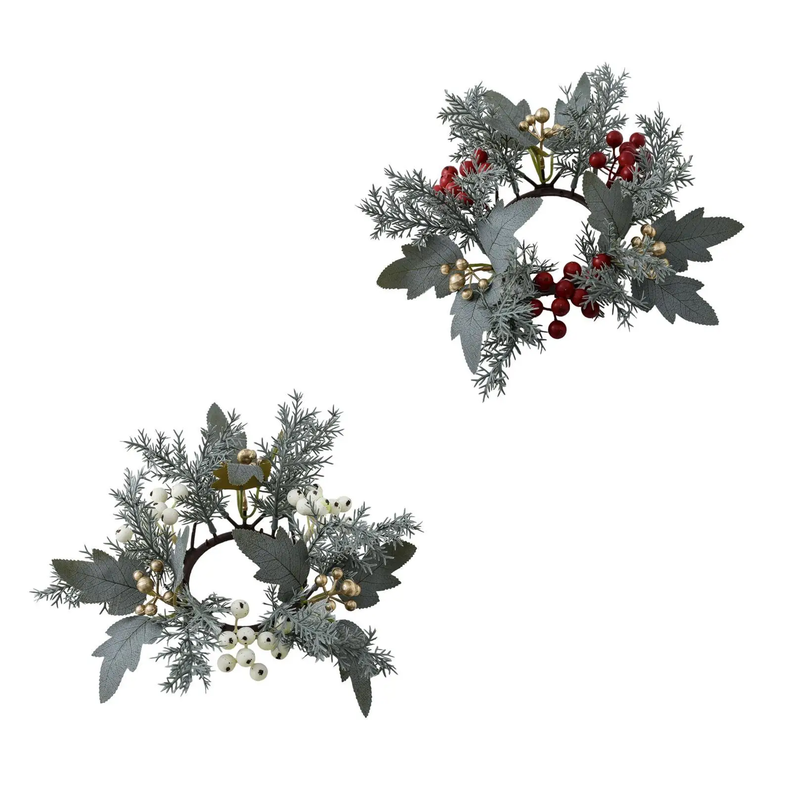 Handmade Artificial Flower Candle Wreath for Holiday Table Decor PP Garland Ring for Candlestick Holder Fireplace Mantel - view 5