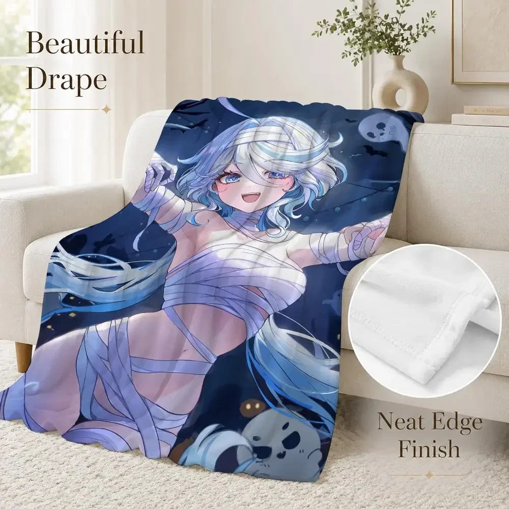 Elegant Furina Genshin Impact Throw Soft Lightweight Flannel Blanket for Sofa Couch Bedroom Living Room Home Decor
