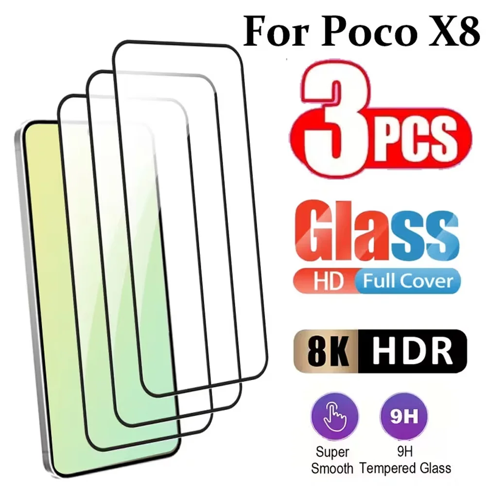

3PCS Tempered Glass For Xiaomi Poco X8 Pro Max X8 Pro F8 Ultra F8 Pro C71 C75 M7 F5 M6 Pro F6 Pro X6 Pro X7 Protective Glass