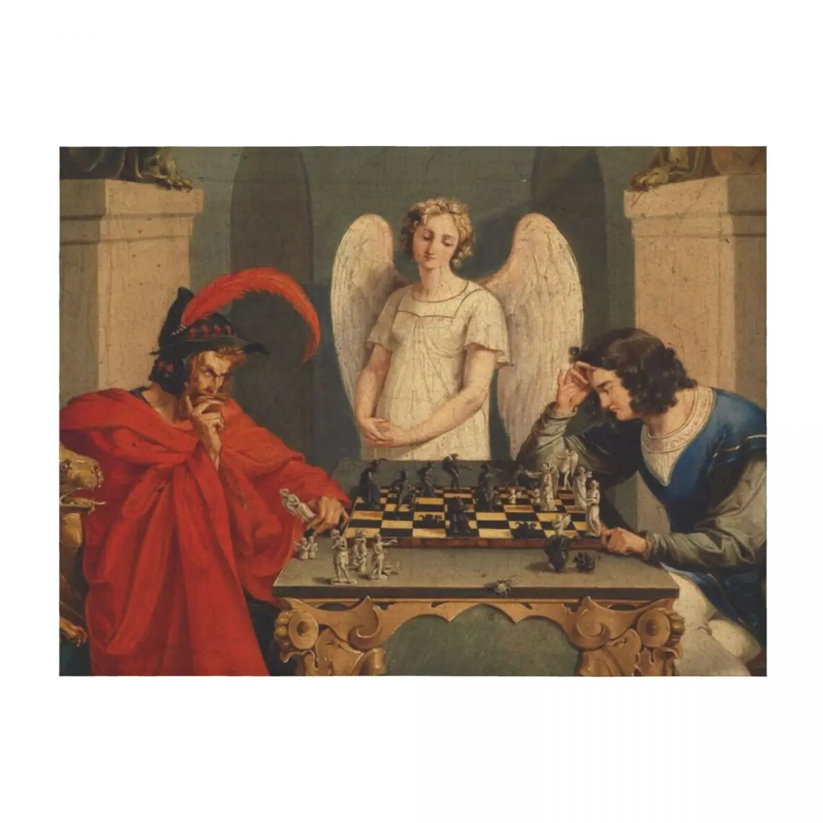 

Faust And Mephistopheles Playing Chess Throw Blanket Sofa Quilt Comforter Hair Thin Blankets
