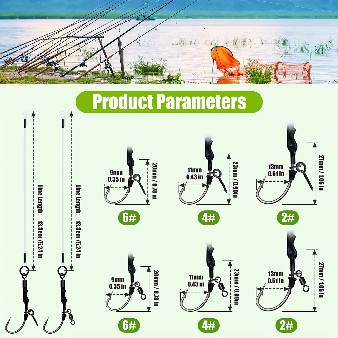 Carp fishing hook 100% fluoro carbon Fishing Line with Rolling Swivel Combi Rig Hair Rigs Carp Method Feeder Fishing Tackle view 2