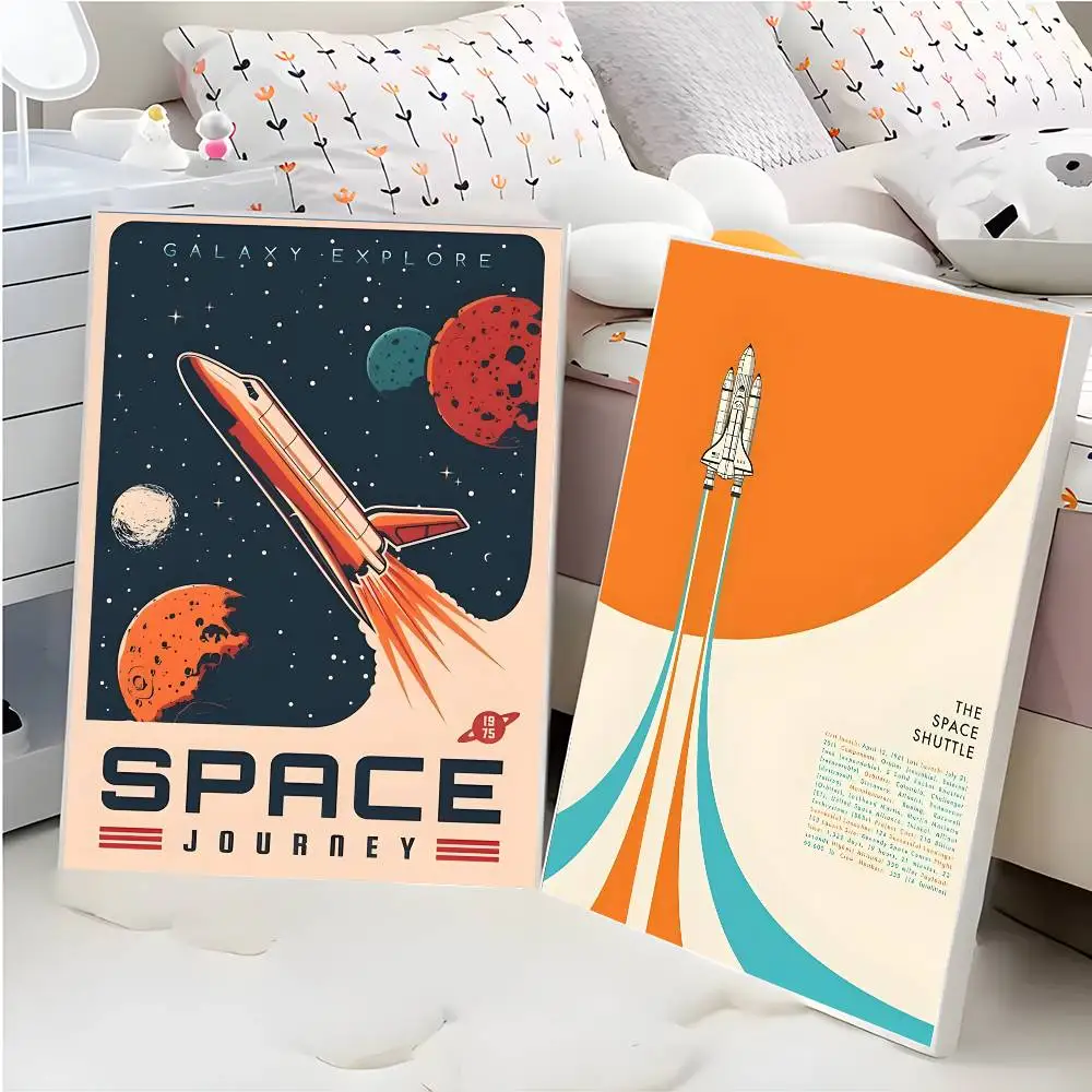 الفضاء صاروخ مستقبل الفضاء المشارك الفن اللوحة ملصق مع المطبوعات غرفة نوم المنزل غرفة المعيشة الديكور هدية #5