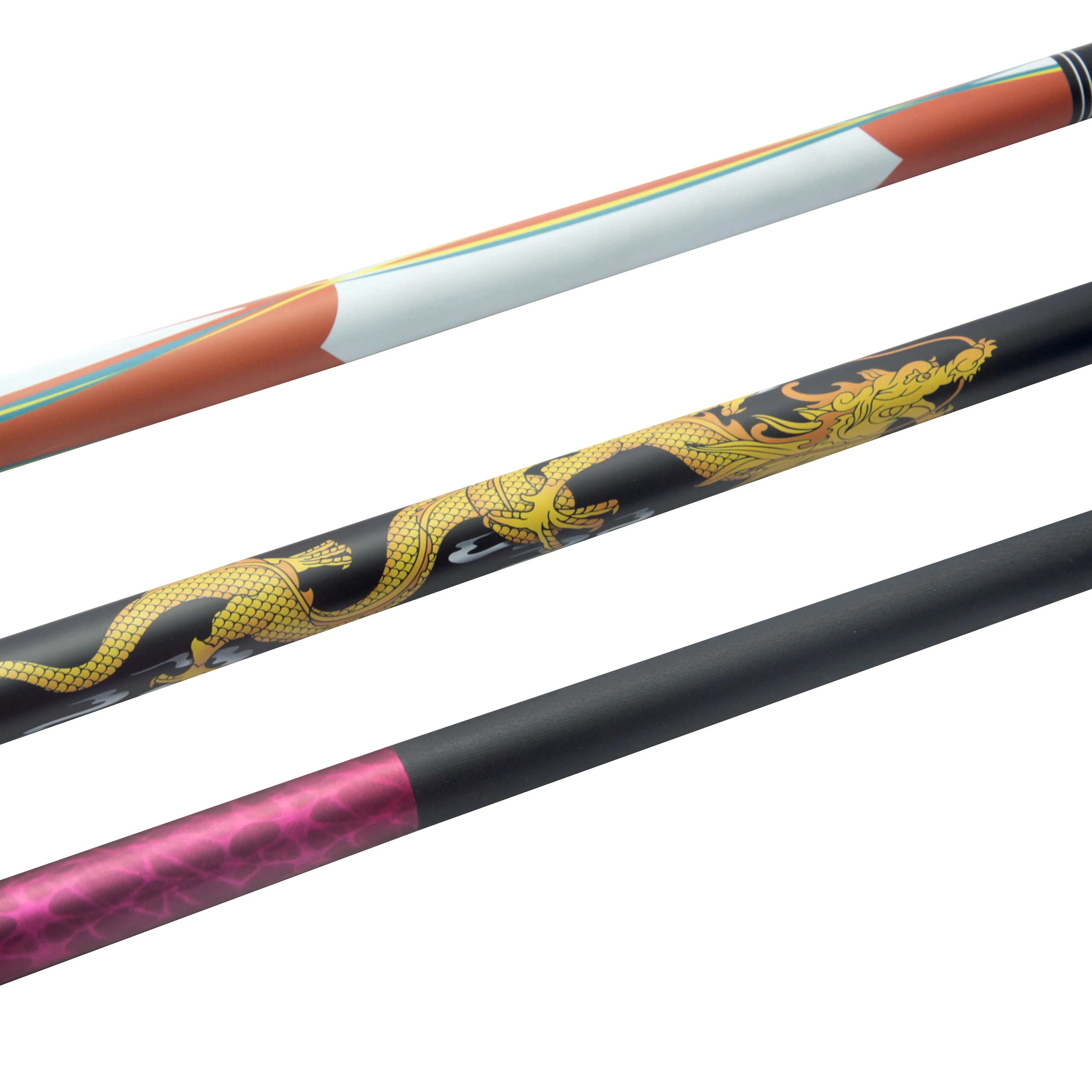 OEM custom durable carom & snooker cues, 9.8mm tip, 1/2 split design.