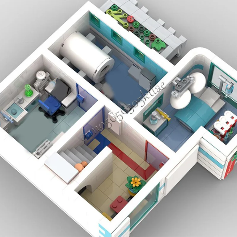 2677 PCS House Street Modular Corner Hospital MOC Customize Modular Building Block Simple Model Popular DIY Christmas Toy Gift