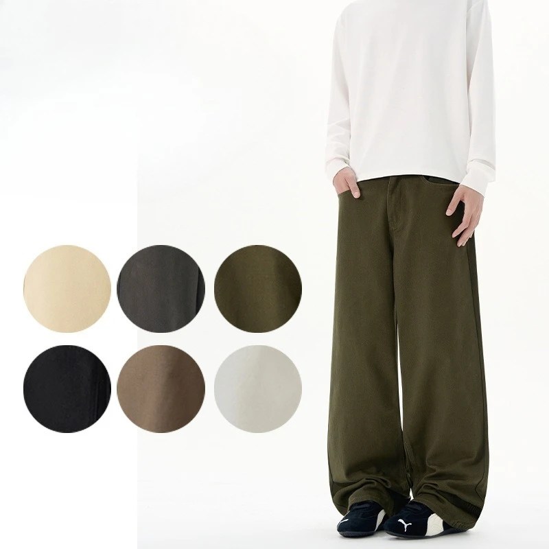 

6-color straight-cut loose neutral jeans for men and women, trendy, simple, versatile, American casual style