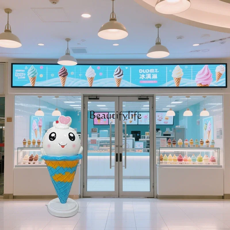 Outdoor cake sculpture ornament luminous wall hanging ice cream model