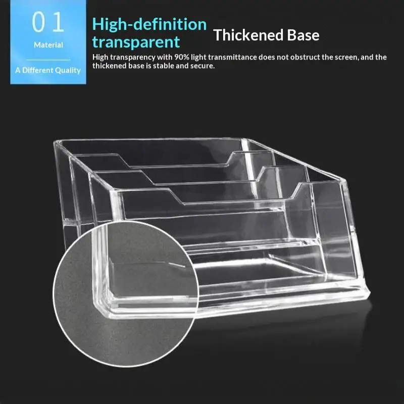 Clear Acrylic Business Card Holder Transparent Large Capacity Space Saving Desktop Card Stand for Small Office Use