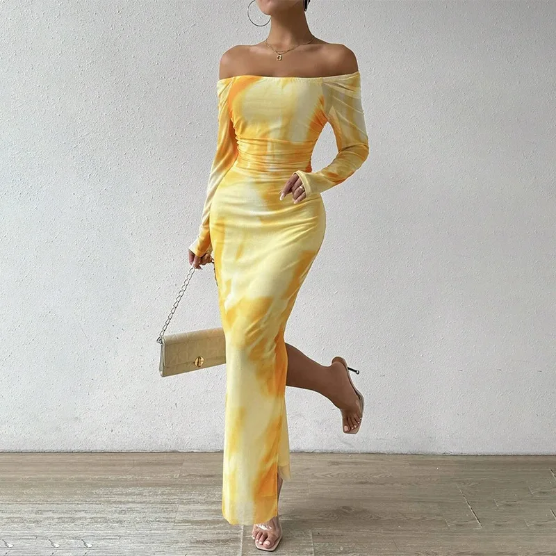 Robes femmes robe retour automne Satin paillettes strass col rond queue Maxi fête d'anniversaire douce-four fille urbain quotidien