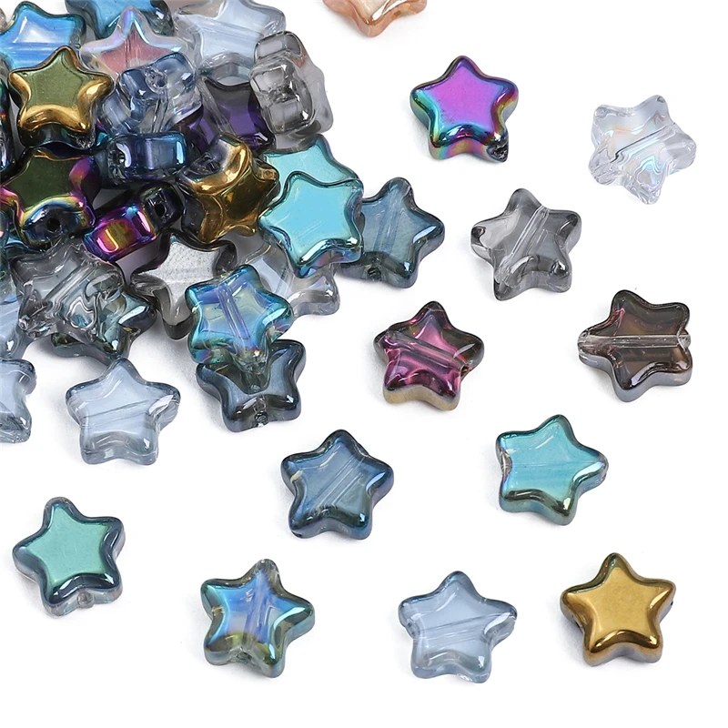 8MM Colored glass crystal beads Single Hole Star Crystal Loose Glass Beads DIY Women's Charm Earrings Jewelry Gift Accessories
