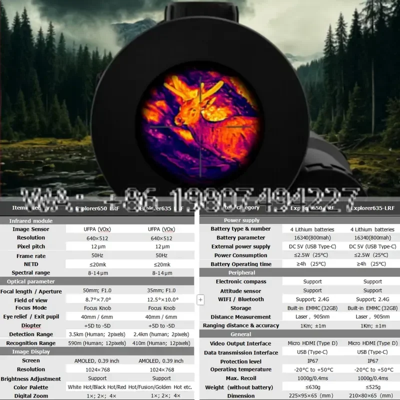 Thermal Image Scope 640x512 Thermal Monocular 1000m Rangefinder for Hunting Wildlife Observation Night Vision