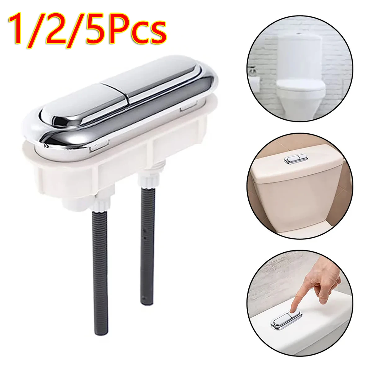 

1/2/5Pcs Oval Seat Toilet Button Toilet Squatting Pit Water Tank Accessories Flush Switch Presser Discharge Water Button 100X30m