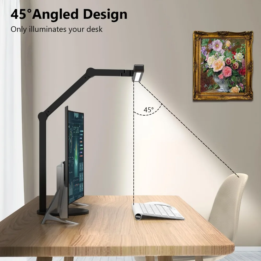 Architect Desk Lamp with Atmosphere Lighting, Adjustable Led Desk Light for Home Office with Base, 24W