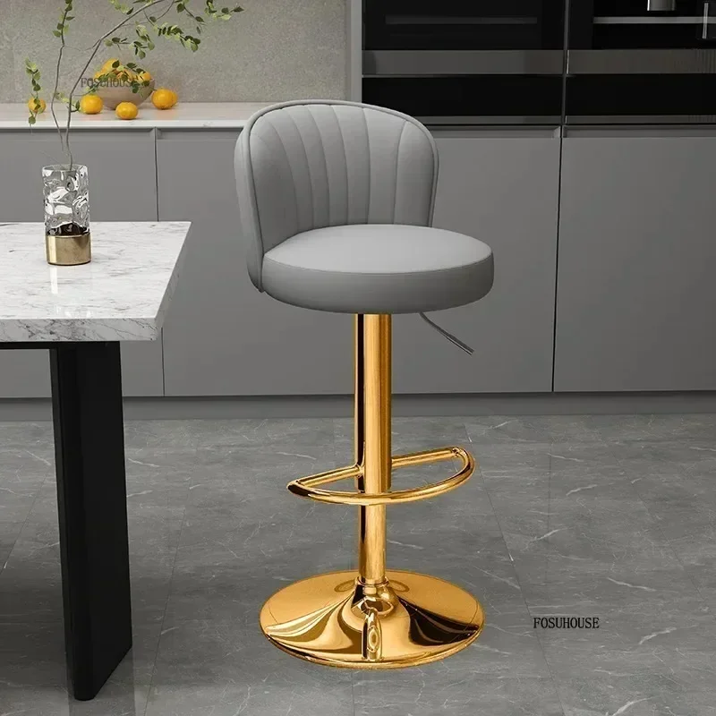 

Modern Luxury Leather Bar Chairs Kitchen European Home Metal High Stools Nordic Bar Furniture Decoration Bar Stool