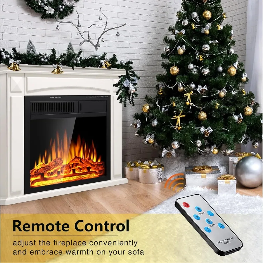 

27 Electric Fireplace Mantel Wooden Surround Firebox TV Stand with Freestanding Electric Fireplace Remote Control Adjustable LE