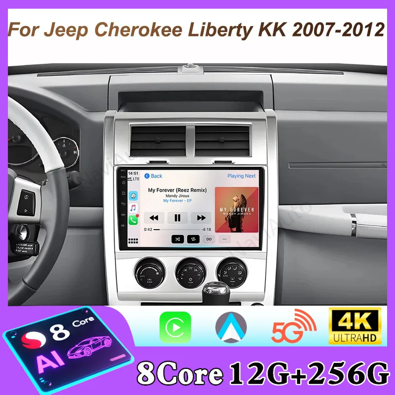 Android Auto 4G WIFI For Jeep Cherokee Liberty KK 2007-2012 Carplay Car Radio Multimedia Player Stereo 2Din Video Head Unit 5G