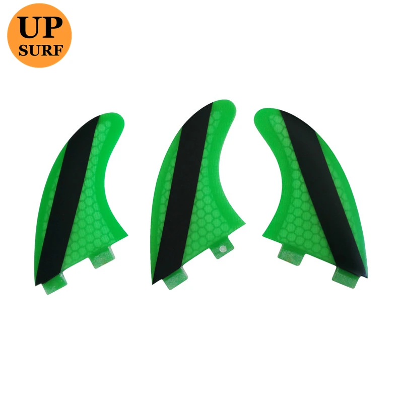 

Supboard Quilhas UPSURF FCS Fins G5 Green Color Double Tabs Fin Honeycomb Fiberglass Paddleboard Tri Fin Set Surfing Accessories