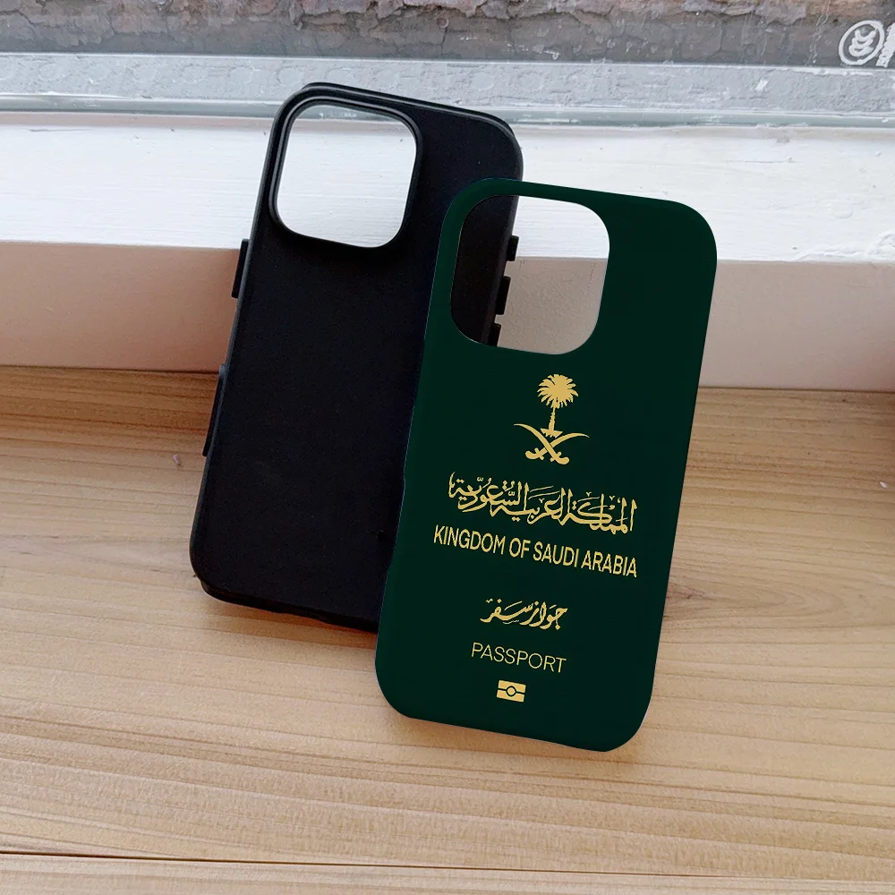 المملكة العربية السعودية جواز السفر جراب هاتف آيفون 17 16 15 14 13 12 11 X XS XR XSMAX 8 Air Pro Max Plus الفاخرة طبقة مزدوجة الغطاء الخلفي #5