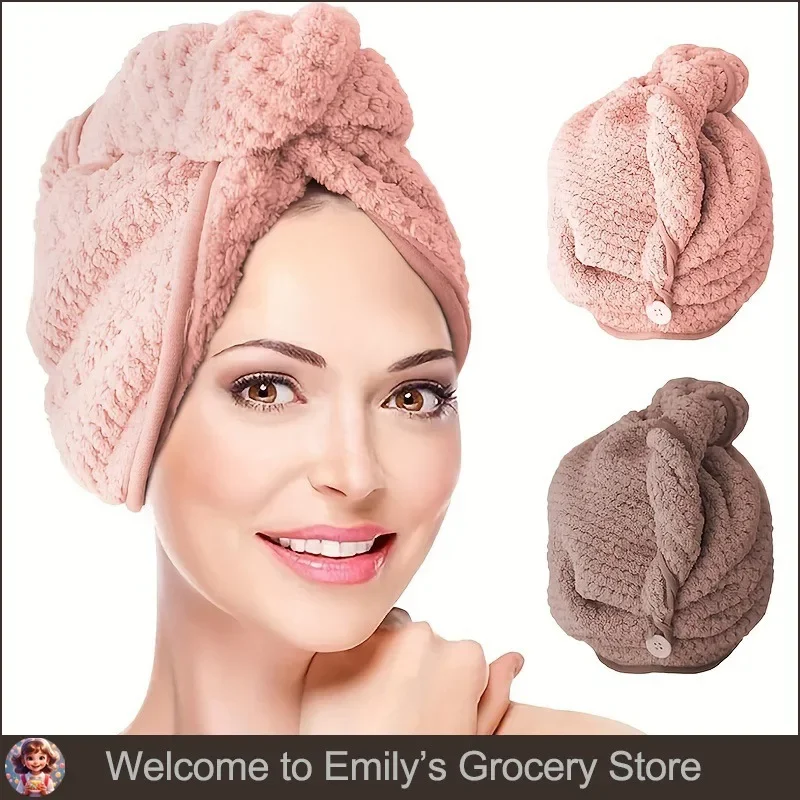 Hair Dry Turban Towel Wrapped in Super Absorbent Coral Velvet Quick-drying Thickened Dry Hair Cap Women's Long Curly Shower Cap