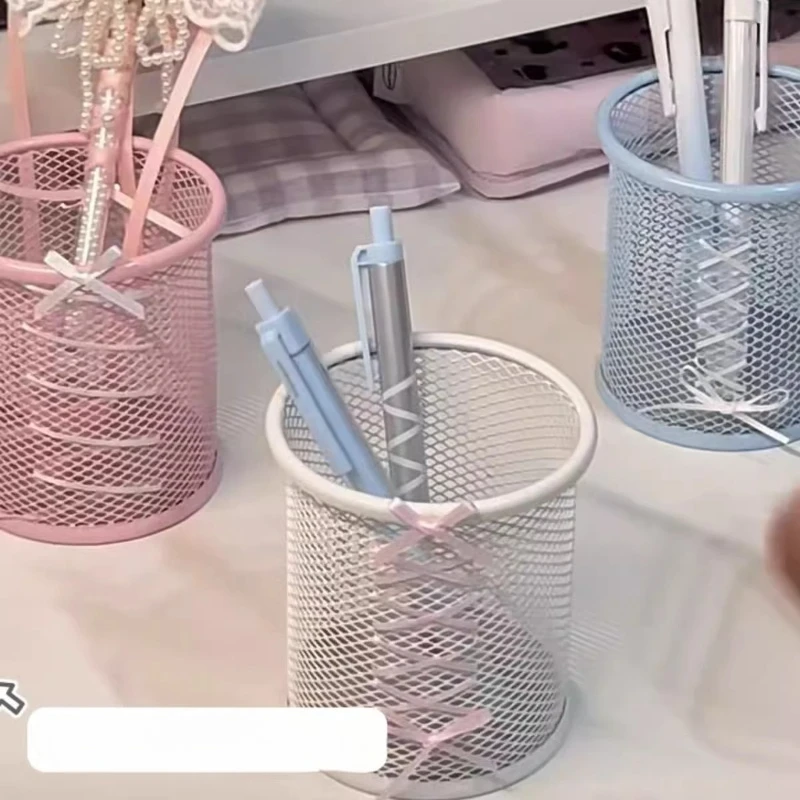 

Металлическая сетка, круглый держатель для ручек, прозрачный минималистичный настольный органайзер для офиса, школьных принадлежностей, милая креативная чашка для хранения