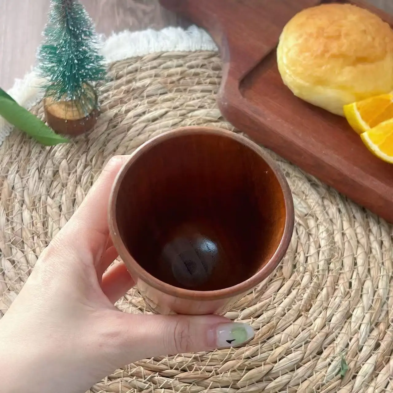 Japanese Style Jujube Wood Tea Cup Handmade Heat Resistant Natural Wood Beer Coffee Milk Water Drinking Cup Bar Kitchen Gift