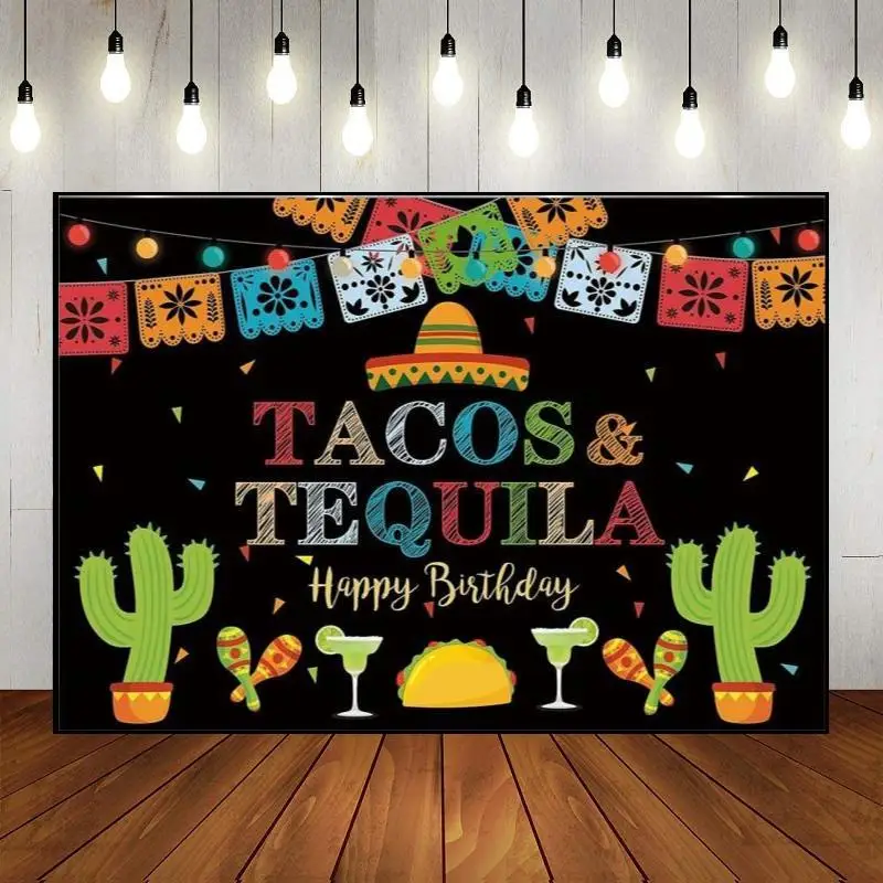 Photography Party Wall Decoration Mexican Fiesta Theme Mexico Colorful Backdrop Cinco De Mayo Banner Custom Happy Birthday Photo