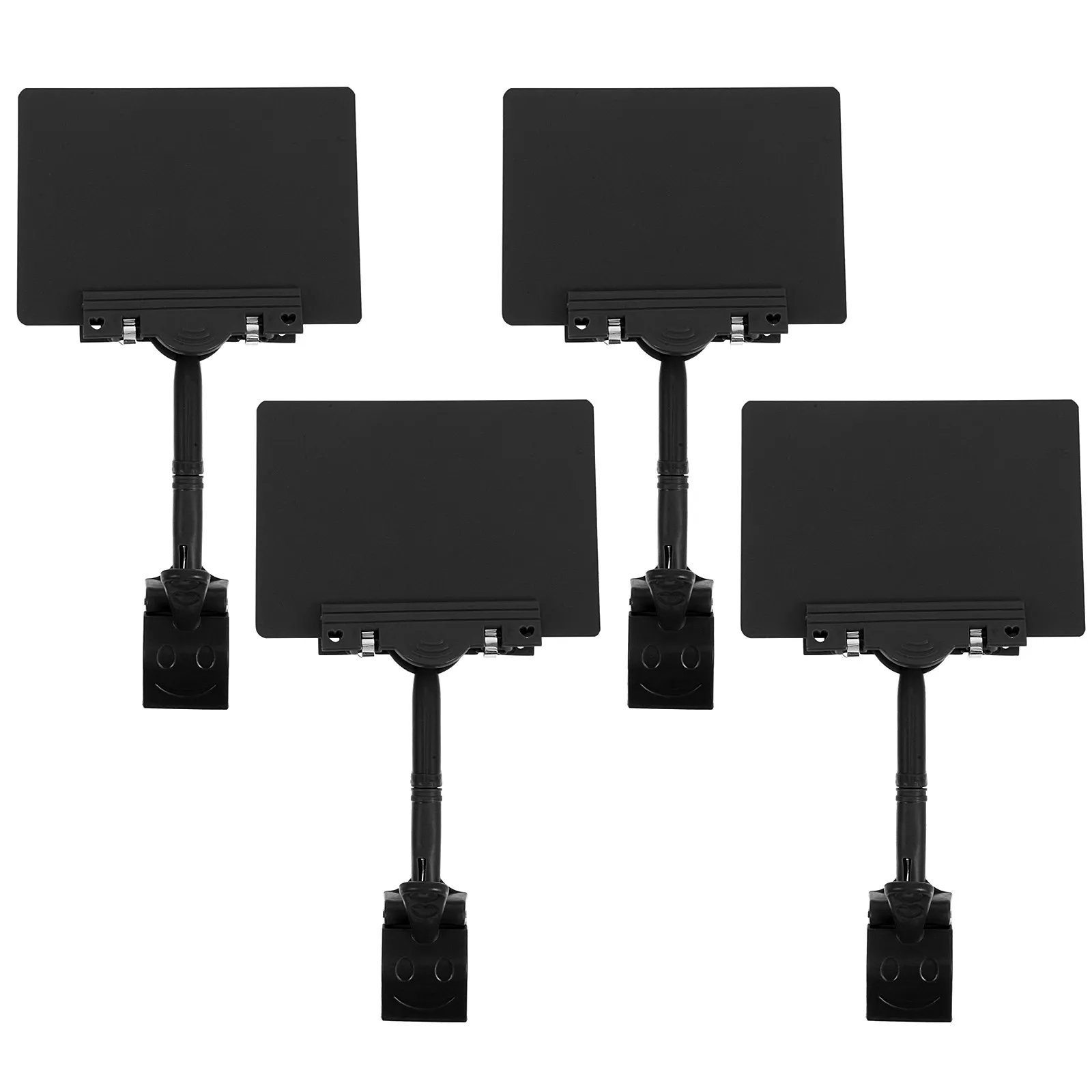 4Pcs Stylish Black Clip-on Erasable Supermarket Price Signs Writable Plastic Retail Display Tags for Store Shelf Basket