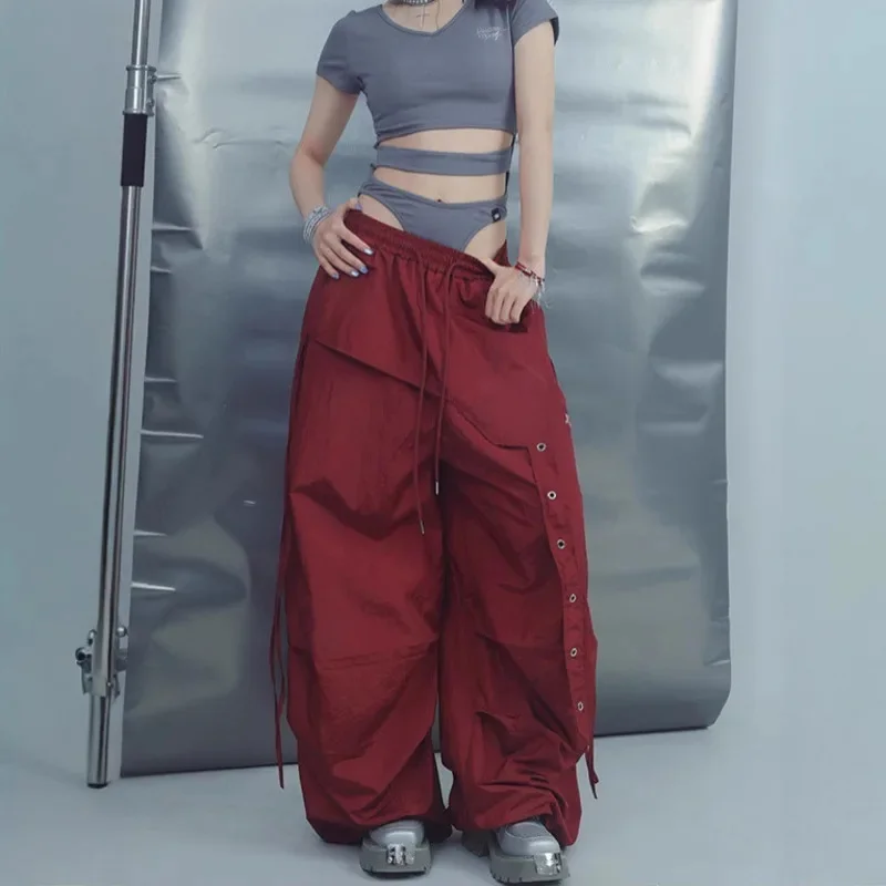 

American Street Dance Pants Summer Korean Y2K Thin Breathable Quick Sports Pants Hip-hop Street Pleating Casual Long Pants New