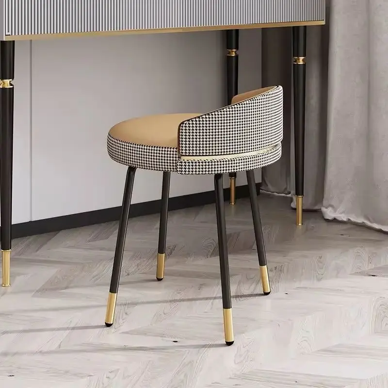 

Light Luxury Makeup Bench Bedroom Simple Modern Vanity Chair Soft Seat Backrest Small Nordic Dressing Stool Ottomans Furniture