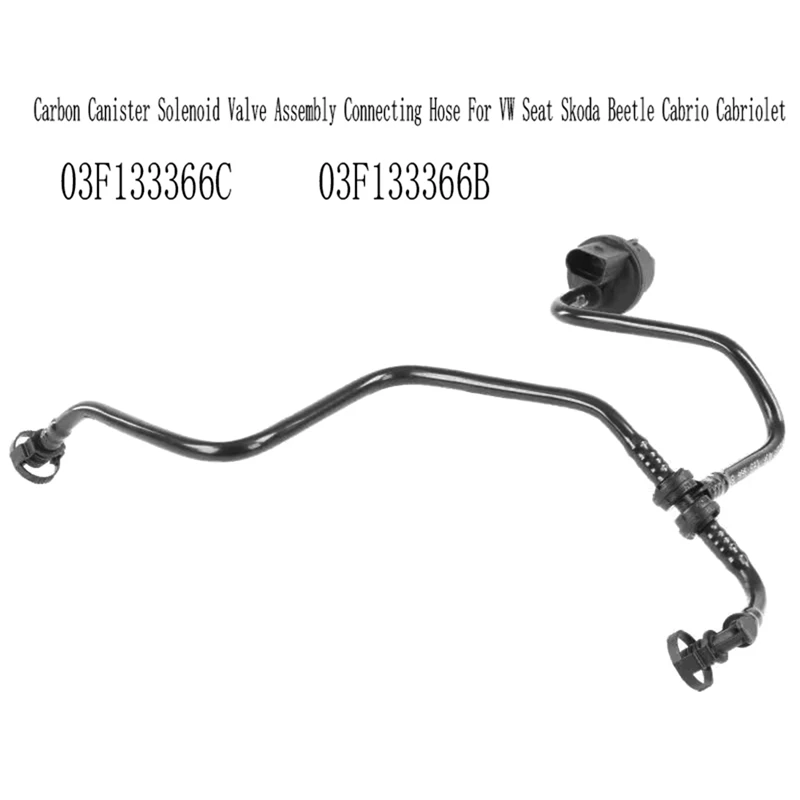 Conjunto de válvula solenoide, manguera de conexión, recipiente de carbono 03F133366C para VW Seat Skoda Beetle Cabrio Cabriolet