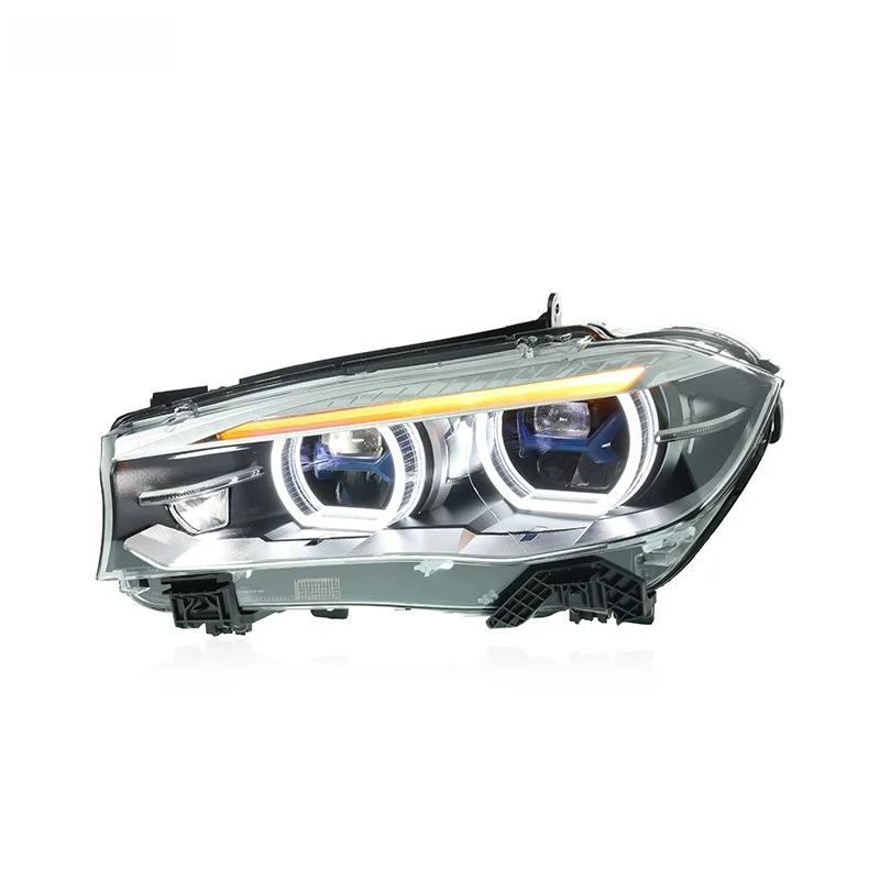 For 14-18 BMW X5-F15 Headlight assembly modified blue frame LED Lens daytime running lamp turn signal