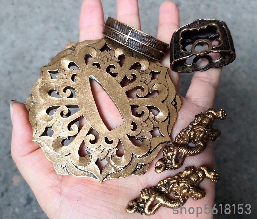 

Hige gold медь Цуба fuchi Menuki для японской катаны вакидзаси Танто
