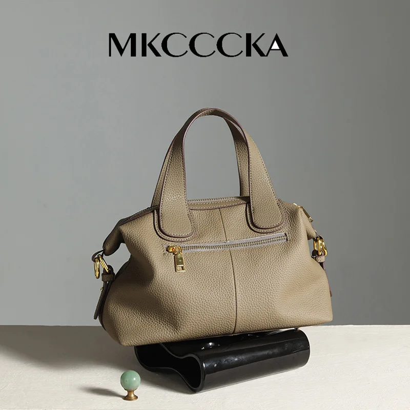 MKCCCKA Underarm bag TOGO cow leather French Tote bag 2024 New Fashion large capacity portable one shoulder Leather women\'s bag