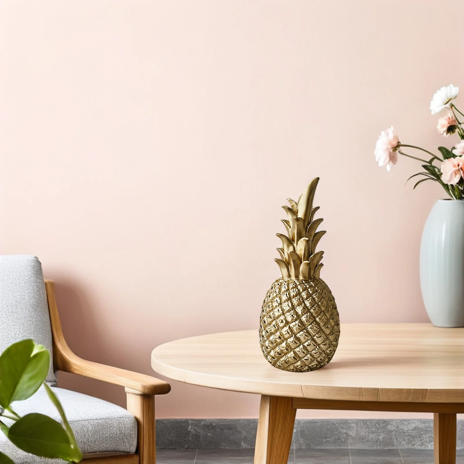 

Small Gold Resin Pineapple Creative Rustic Ornament Farmhouse Desktop Wedding Coffee Table Decoration Gift for Home