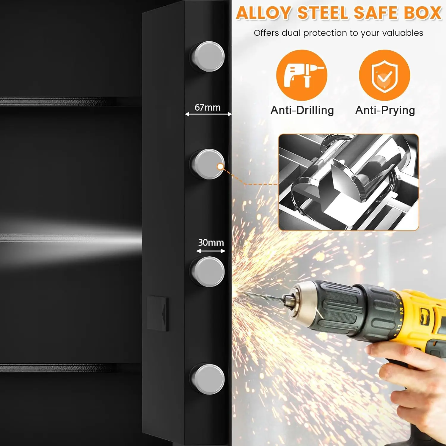 6.0 Cuft Large Home Safe Fireproof Waterproof, Digital Security Fireproof Safe Box with Fireproof Bag, Electronic Keypad Keys an