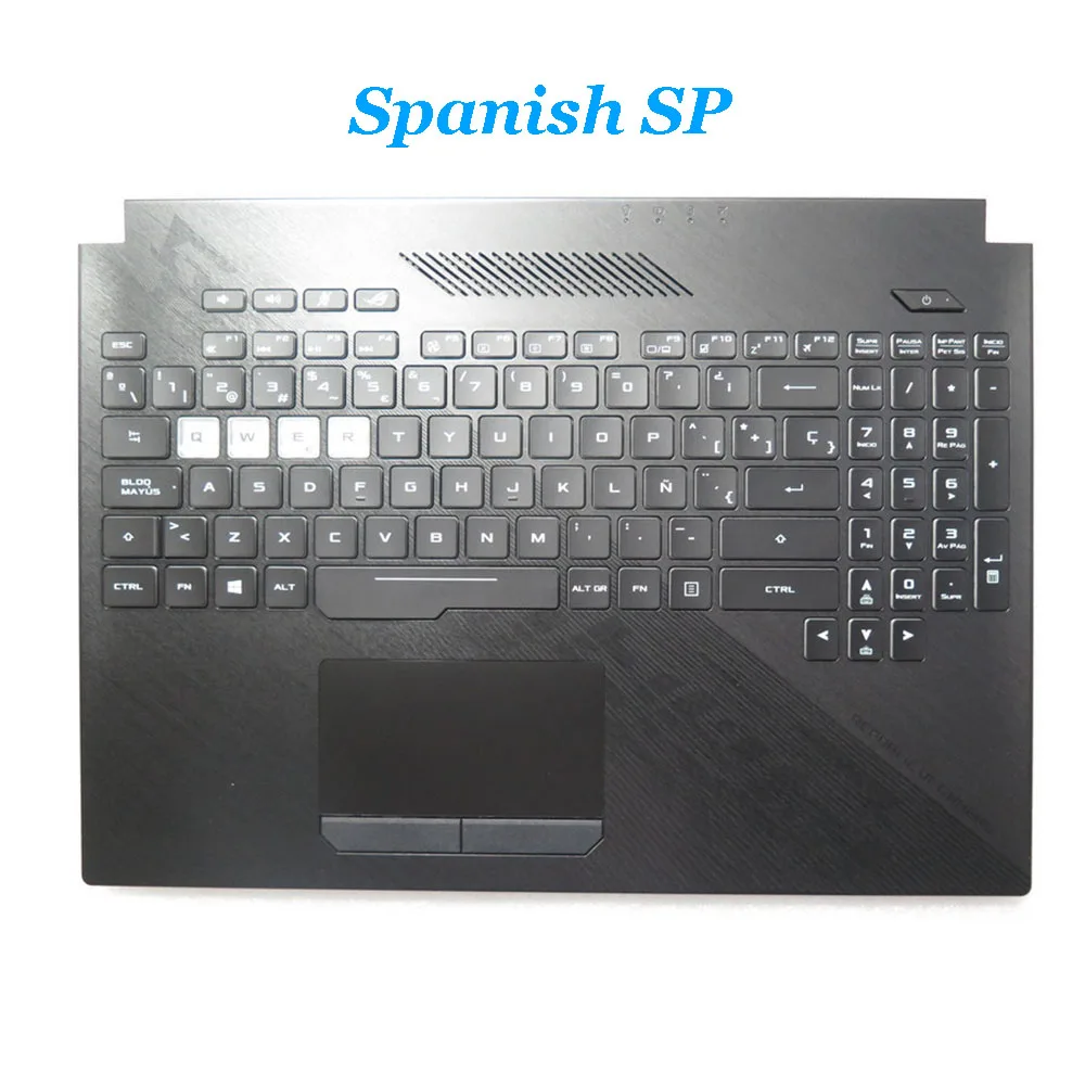 Laptop Tempat Berteduh & Keyboard untuk ASUS ROG Strix SCAR II GL504GM GL504GV Casing Atas Hitam Keyboard Lampu Latar RGB SP\BE\FR