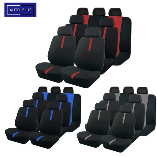 Imagen 1 del producto AUTO PLUS 2/5/7 Fundas de asiento para coche Tamaño universal Diseño deportivo Fundas de asiento de coche de poliéster aptas para la mayoría de los coches Suv Camión Van