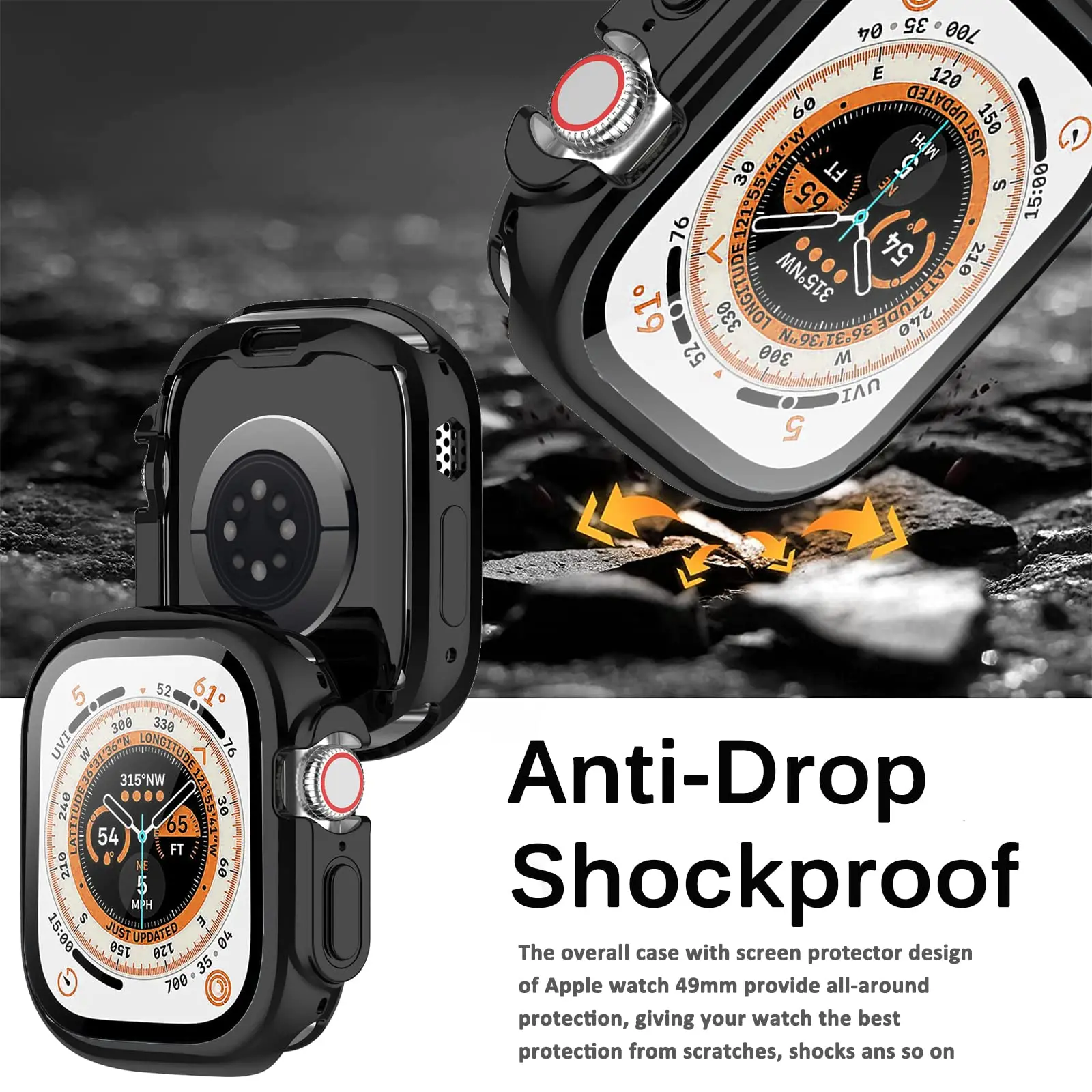 Защита экрана для Apple Watch Ultra чехол 49 мм аксессуары HD Универсальный защитный ударопрочный чехол из ТПУ чехол для iwatch чехол